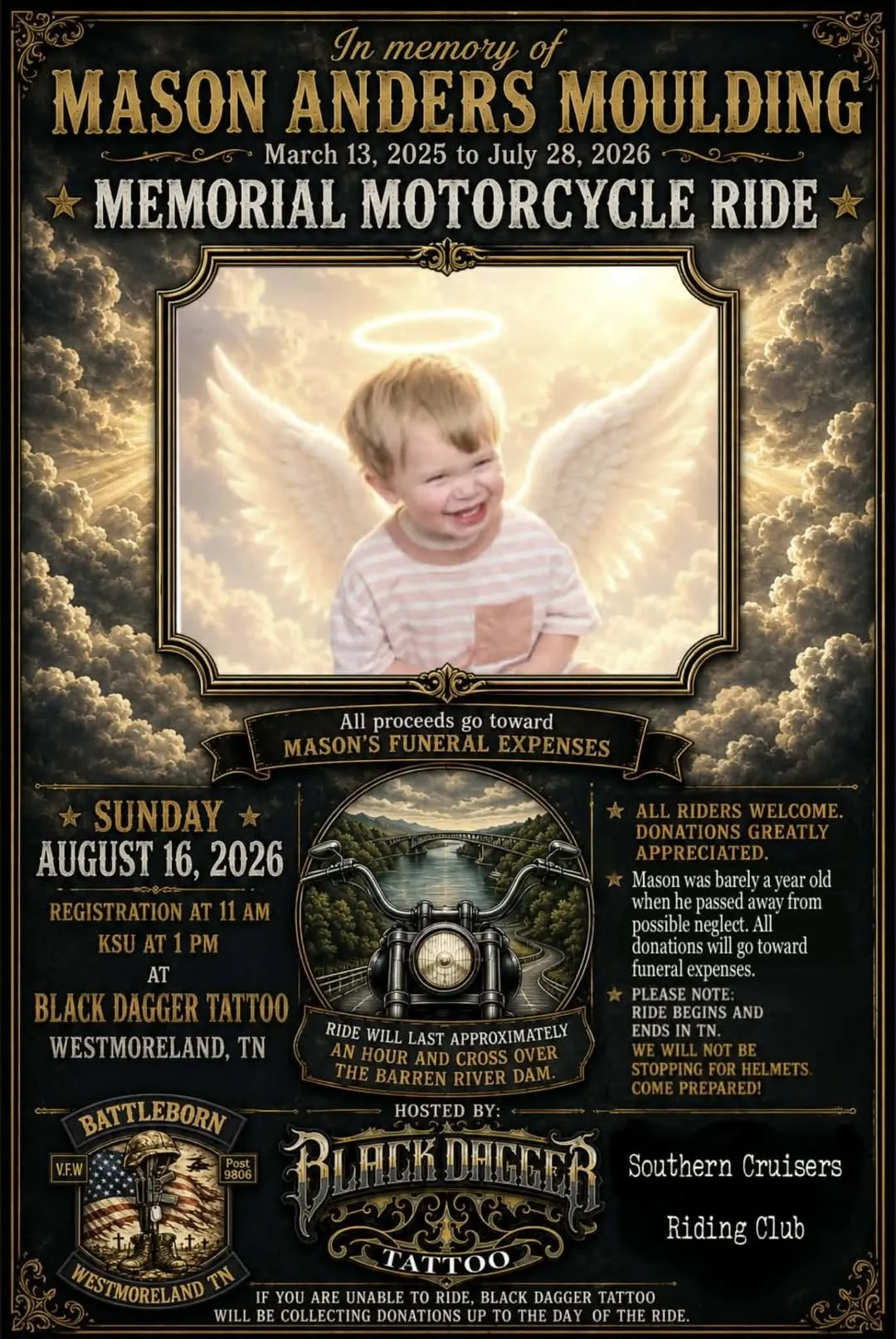 Mason Anders Moulding Memorial Motorcycle Ride flyer