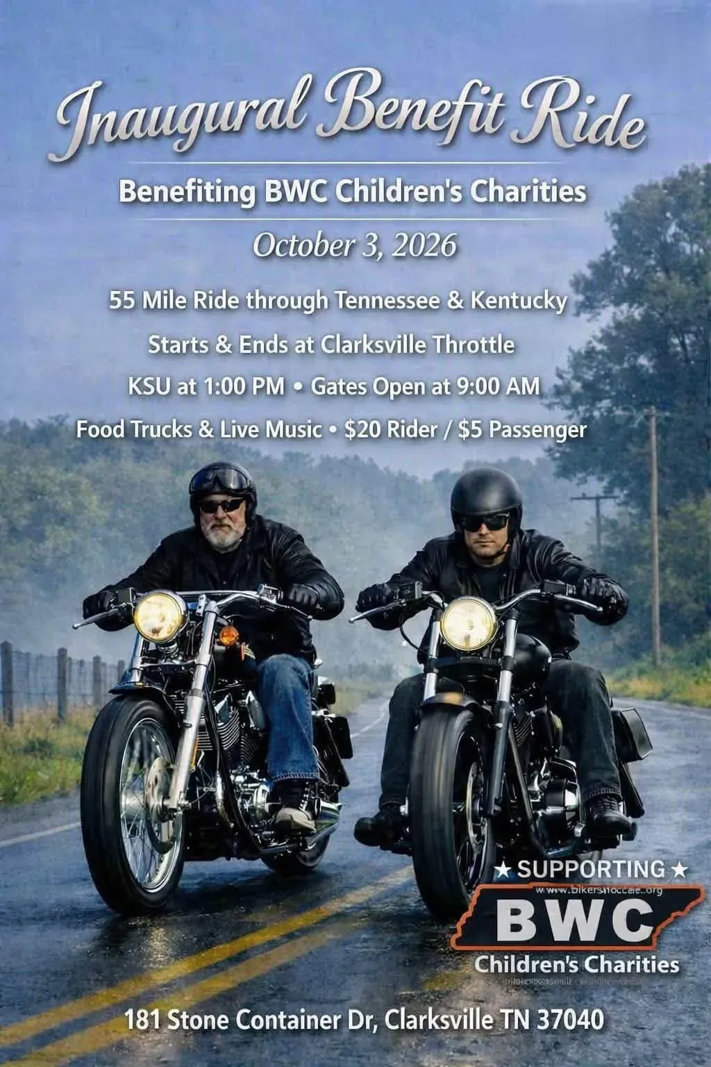 Inaugural Benefit Ride flyer