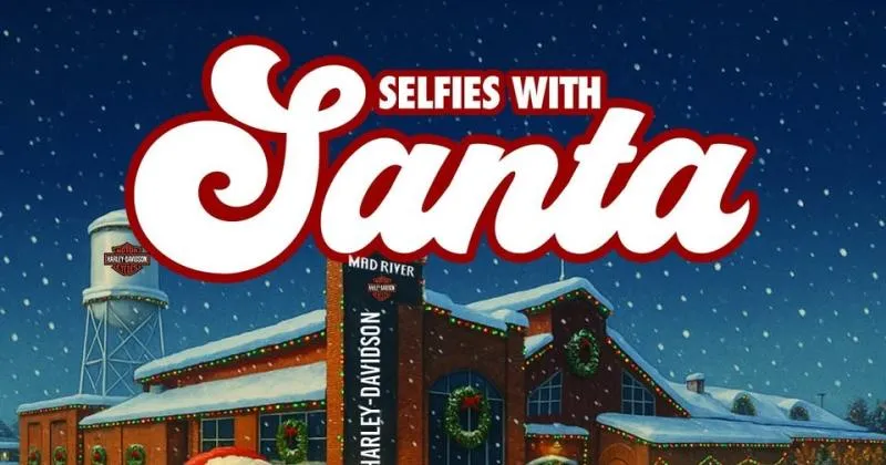 Selfies with Santa at Mad River Harley-Davidson cover image