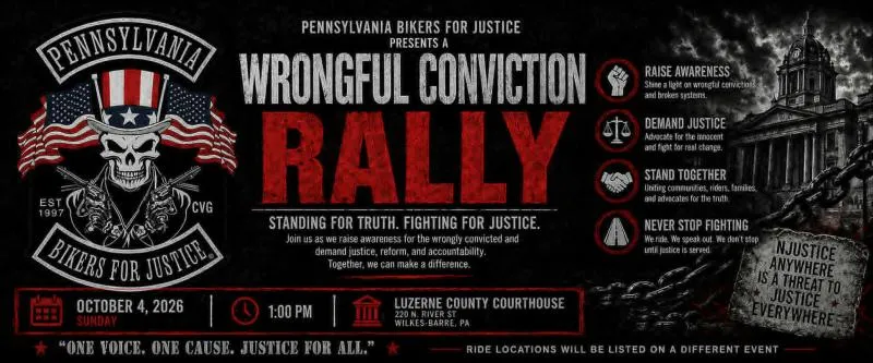 2026 Wrongful Conviction Rally Meet-Up & Ride Locations cover image